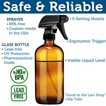 Sally's Organics Amber Glass Spray Bottles - 16oz - 6 Pack