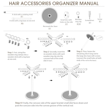 AOFLLU 360 Degree Rotating Headband Organizer for Girls