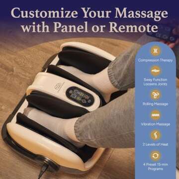 Cloud Massage Shiatsu Foot Massager with Heat, Office/Home Feet & Calf Massager for Plantar Fasciitis, Neuropathy, Circulation, Pain Relief, Remote Control, Gifts for Women/Men, FSA HSA Eligible