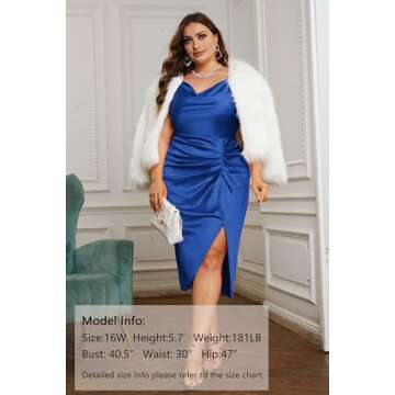 KIMCURVY Satin Maxi Dresses Plus Size Wedding Guest Dresses Cocktail Curvy Dresses Royal Blue 20W