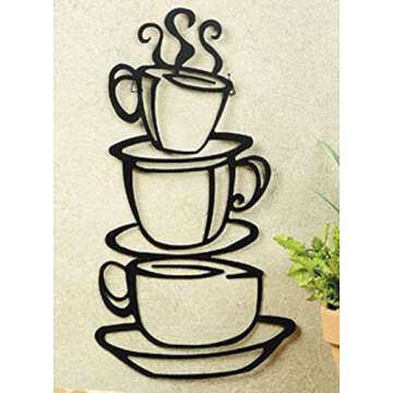 Super Z Outlet Black Coffee Cup Silhouette Metal Wall Art for Home Decoration, Java Shops, Restaurants, Gifts