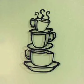 Super Z Outlet Black Coffee Cup Silhouette Metal Wall Art for Home Decoration, Java Shops, Restaurants, Gifts