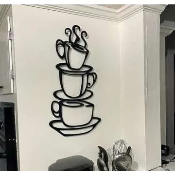 Super Z Outlet Black Coffee Cup Silhouette Metal Wall Art for Home Decoration, Java Shops, Restaurants, Gifts
