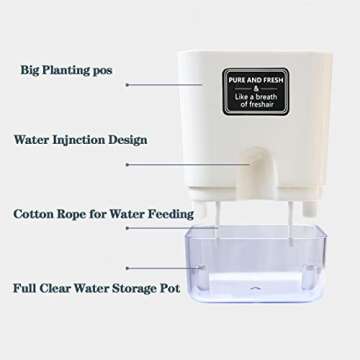 FAMZ Self Watering Planters 4 Pack，Self Watering Pots for Indoor Plants，Automatic Moisturizing，Transparent Square Flower Pot for Indoor and Outdoor Plants，Succulents，Violets，Ivy