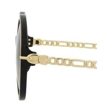 Gucci Round Oval Sunglasses Luxury Black Gold Eyewear