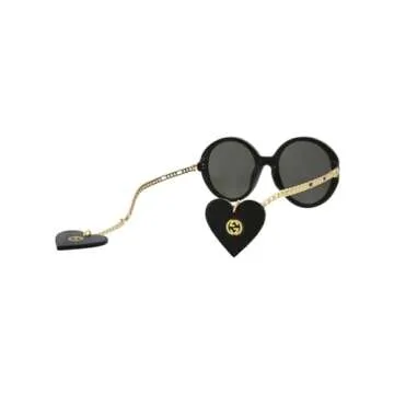 Gucci Round Oval Sunglasses Luxury Black Gold Eyewear