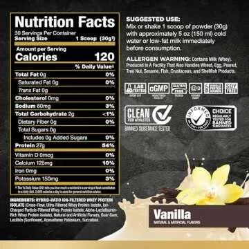 ALLMAX Nutrition - ISOFLEX Whey Protein Powder, Whey Protein Isolate, 27g Protein, Vanilla, 2 Pound