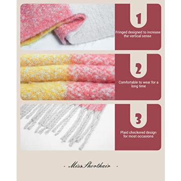 MissShorthair Colorful Oversized Shawl Scarf for Women