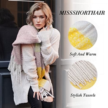 MissShorthair Colorful Oversized Shawl Scarf for Women