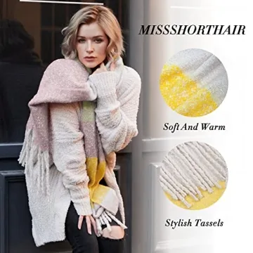 MissShorthair Colorful Oversized Shawl Scarf for Women