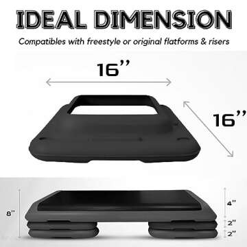 Yes4All Aerobic Exercise Workout Step Platform Health Club Size with 2 Adjustable Risers Included and Extra Risers Options - Black - Pair