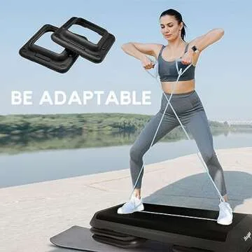 Yes4All Aerobic Exercise Workout Step Platform Health Club Size with 2 Adjustable Risers Included and Extra Risers Options - Black - Pair