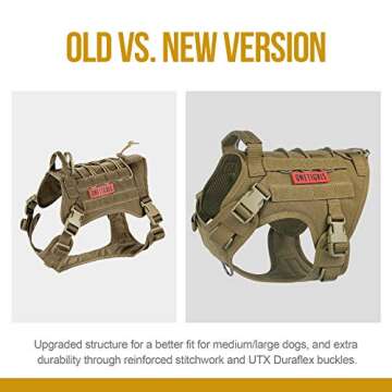 OneTigris Tactical Dog Harness - Fire Watcher Comfortable Patrol Vest (Coyote Brown, Medium)