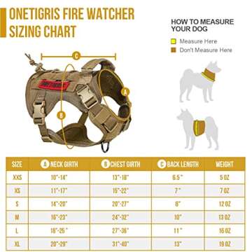 OneTigris Tactical Dog Harness - Fire Watcher Comfortable Patrol Vest (Coyote Brown, Medium)