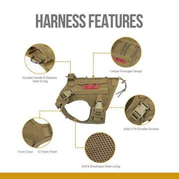 OneTigris Tactical Dog Harness - Fire Watcher Comfortable Patrol Vest (Coyote Brown, Medium)