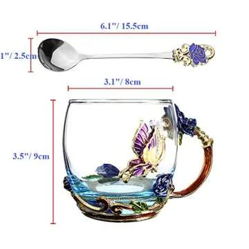 Elegant Kaiyuan Dynasty Enamel Glass Mug Set with Spoon