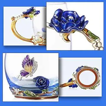 Elegant Kaiyuan Dynasty Enamel Glass Mug Set with Spoon