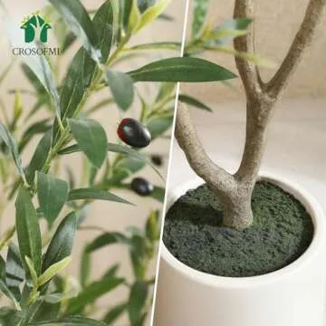 Artificial Olive Tree,6FT Fake Tree in White Imitation Ceramic Planter with Lifelike Moss,Faux Olive Silk Tree for Indoor Entryway Modern Decor Home Office Porch Balcony Shopping malls