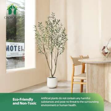 Artificial Olive Tree,6FT Fake Tree in White Imitation Ceramic Planter with Lifelike Moss,Faux Olive Silk Tree for Indoor Entryway Modern Decor Home Office Porch Balcony Shopping malls