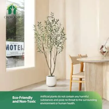 Artificial Olive Tree,6FT Fake Tree in White Imitation Ceramic Planter with Lifelike Moss,Faux Olive Silk Tree for Indoor Entryway Modern Decor Home Office Porch Balcony Shopping malls