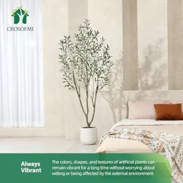 Artificial Olive Tree,6FT Fake Tree in White Imitation Ceramic Planter with Lifelike Moss,Faux Olive Silk Tree for Indoor Entryway Modern Decor Home Office Porch Balcony Shopping malls