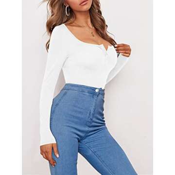 Stylish Women Long Sleeve Scoop Neck Shirt for Comfort