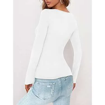 Stylish Women Long Sleeve Scoop Neck Shirt for Comfort