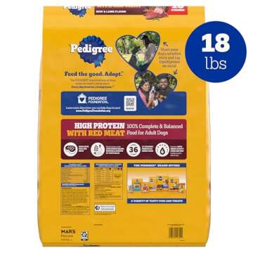 Pedigree High Protein Adult Dry Dog Food Beef and Lamb Flavor Dog Kibble, 18 lb. Bag