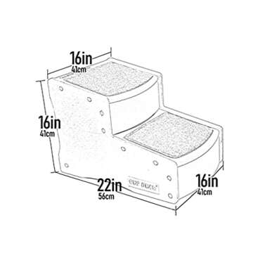 Pet Gear Easy Step II Pet Stairs, 2 Step for Cats/Dogs up to 150 Pounds, Portable, Removable Washable Carpet Tread, NEW Chocolate, 22x16x16 Inch (Pack of 1) (PG9720CH)