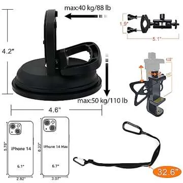 Suction Cup Camera Mount for DSLR & GoPro - 360° Ball Head
