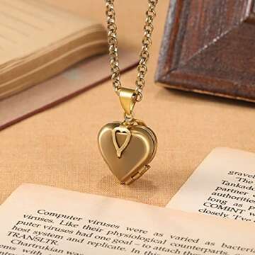Nobelook Personalized Heart Locket Necklace for Women, Customized Necklaces with Picture Vintage Jew...