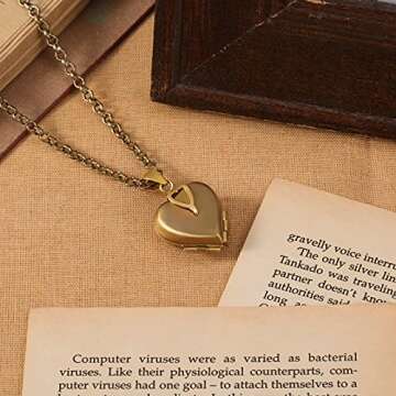 Nobelook Personalized Heart Locket Necklace for Women, Customized Necklaces with Picture Vintage Jewelry Gold Photo Necklace for Her Daughter Grandma Gift for Mother Day Christmas Birthday Wedding