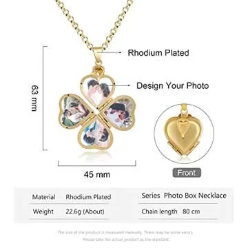 Nobelook Personalized Heart Locket Necklace for Women, Customized Necklaces with Picture Vintage Jewelry Gold Photo Necklace for Her Daughter Grandma Gift for Mother Day Christmas Birthday Wedding
