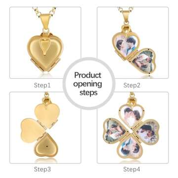 Nobelook Personalized Heart Locket Necklace for Women, Customized Necklaces with Picture Vintage Jewelry Gold Photo Necklace for Her Daughter Grandma Gift for Mother Day Christmas Birthday Wedding
