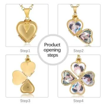 Nobelook Personalized Heart Locket Necklace for Women, Customized Necklaces with Picture Vintage Jewelry Gold Photo Necklace for Her Daughter Grandma Gift for Mother Day Christmas Birthday Wedding