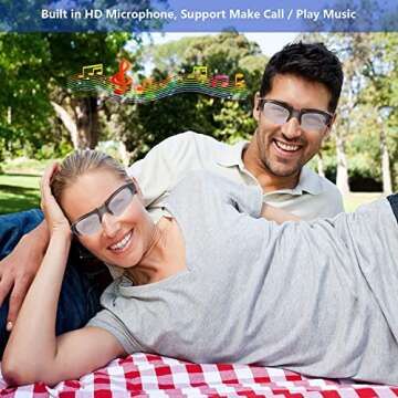 Grofulor Wireless Bluetooth MP3 Sunglasses Polarized Lenses Music Sunglasses Stereo Headphone for iPhone Samsung Most Smartphone or PC (Black-Gray)