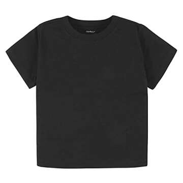Gerber Baby Toddler 5-Pack Solid Short Sleeve T-Shirts Jersey 160 GSM, Black, 2T