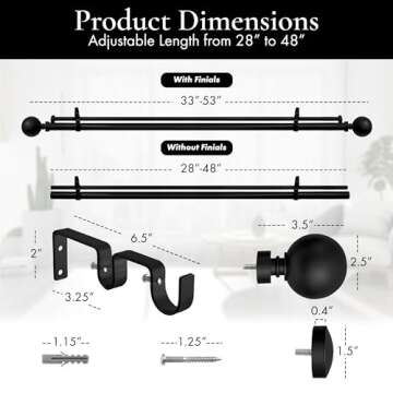 Meriville Double Curtain Rod Set - Stylish & Durable