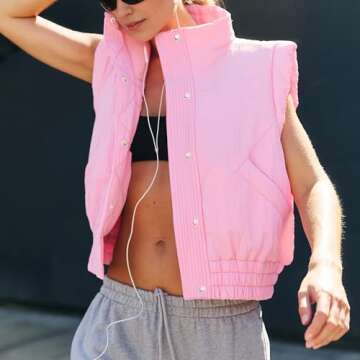 Songling Womens Cropped Puffer Vest High Neck Lightweight