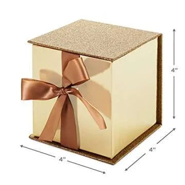 Hallmark Elegant Small Gold Gift Box with Ribbon - 4 inch