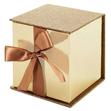 Hallmark Elegant Small Gold Gift Box with Ribbon - 4 inch