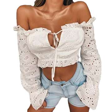 Stylish Leveltech Women's Off Shoulder Ruffled Crop Top