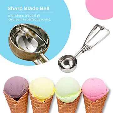 Cookie Scoop Set of 3 - Stainless Steel Ice Cream Scooper with Trigger, Small, Medium and Large Cookie Scoops for Baking, Easy to Clean, Highly Durable, Ergonomic Handle Cookie Dough Scoop
