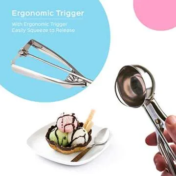 Cookie Scoop Set of 3 - Stainless Steel Ice Cream Scooper with Trigger, Small, Medium and Large Cookie Scoops for Baking, Easy to Clean, Highly Durable, Ergonomic Handle Cookie Dough Scoop
