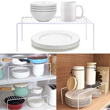 ARCCI Kitchen Cabinet Shelf Organizer Set of 2, Medium (13 x 9.4 inch) Rustproof Metal Wire Pantry Storage Shelves, Dish Plate Racks for Cabinets, Freezer, Counter, Cupboard Organizers and Storage