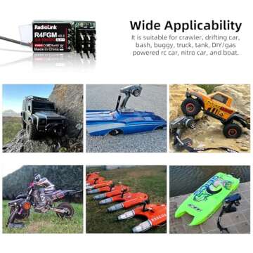 Radiolink R4FGM V2.2 4 Channels Tiny RC Gyro Receiver for Mini RC Cars 1/28 and Boats, 3-10V High Vo...