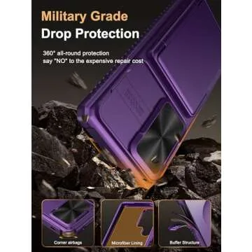 Vihibii for Samsung Galaxy S25 Ultra Wallet Case, Built-in Card Holder (4 Cards), [RFID Blocking] & Slide Camera Lens Protective Cover, Heavy Duty Phone Cover for Samsung Galaxy S25 Ultra, Dark Purple