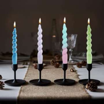 Maitraya Green Spiral Taper Candles Set of 4 for Decor