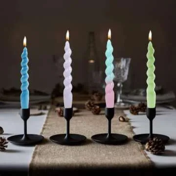 Maitraya Green Spiral Taper Candles Set of 4 for Decor