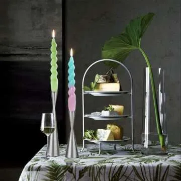 Maitraya Green Spiral Taper Candles Set of 4 for Decor